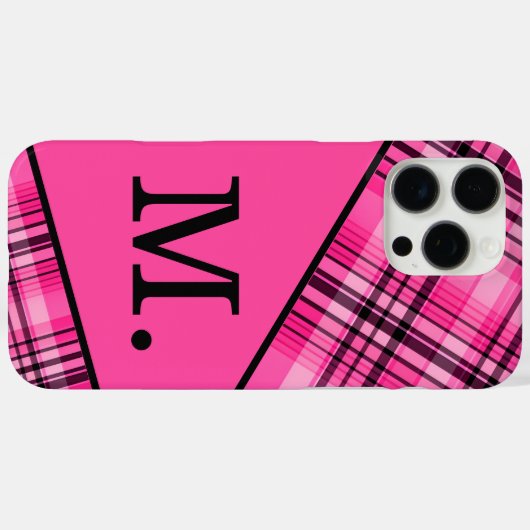 Modern roze monogram Case-Mate iPhone case (Achterkant (horizontaal))