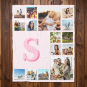 Modern Roze Monogram Custom 15 Fotocollage Fleece Deken