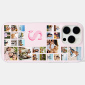 Modern Roze Monogram Custom 25 Fotocollage Case-Mate iPhone Case (Achterkant (horizontaal))