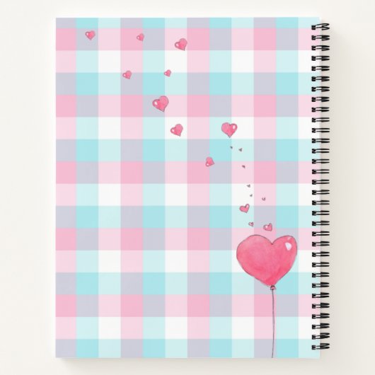 Modern roze monogram Cute Cat Notitieboek (Achterkant)