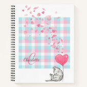 Modern roze monogram Cute Cat Notitieboek (Voorkant)