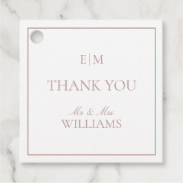 Modern Roze Monogram Dank u Script Bruiloft Bedankjes Labels