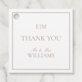 Modern Roze Monogram Dank u Script Bruiloft Bedankjes Labels (Voorkant)