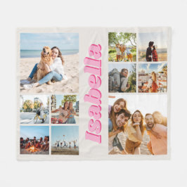 Modern Roze Monogram Gepersonaliseerde 10 Fotocoll Fleece Deken