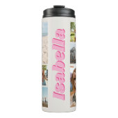 Modern Roze Monogram Gepersonaliseerde 10 Fotocoll Thermosbeker (Voorkant)