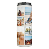 Modern Roze Monogram Gepersonaliseerde 10 Fotocoll Thermosbeker (Achterkant)