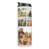 Modern Roze Monogram Gepersonaliseerde 10 Fotocoll Thermosbeker (Geroteerd rechts)