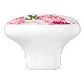 Modern Roze Monogram Glitter Floral Keramische Knop (Zijkant)