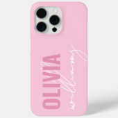 Modern roze naam monogram Case-Mate iPhone case (Achterkant)
