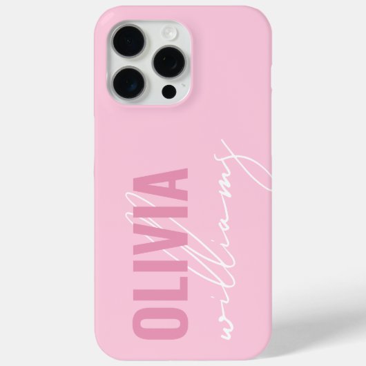 Modern roze naam monogram Case-Mate iPhone case (Achterkant)