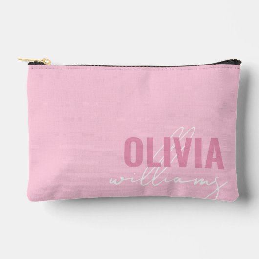 Modern roze naam monogram etui (Voorkant)