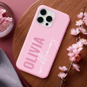 Modern roze naam monogram iPhone hoesje