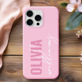 Modern roze naam monogram iPhone hoesje