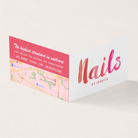 Modern Roze, Nail Technicus, Nail Salon Loyalty Visitekaartje (Buitenkant)