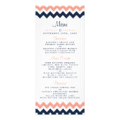 Modern Roze & Navy Chevron Wedding Menu (Voorkant)
