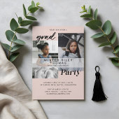 Modern Roze Nu & Toen Twee Foto Afstudeerfeest Kaart