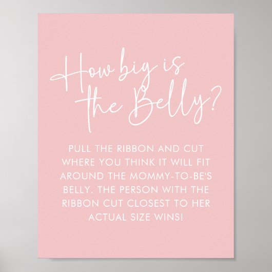 Modern Roze Oh Baby Eenvoudig Buik Gissen Spel Poster (Voorkant)