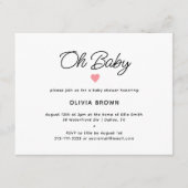 Modern Roze Oh Baby shower Invitation Informatiekaartje (Voorkant)