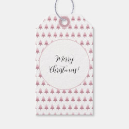Modern roze ombre kerstboom patroon cadeaulabel