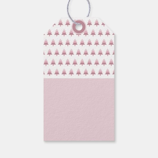 Modern roze ombre kerstboom patroon cadeaulabel (Achterkant)
