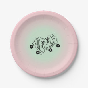 Modern Roze Ombre Rolschaatsen Papieren Bordje