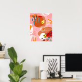 Modern Roze Oranje Blauw Abstract art 16x20 Poster (Thuiskantoor)