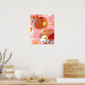 Modern Roze Oranje Blauw Abstract art 16x20 Poster (Keuken)