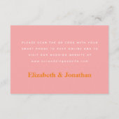 Modern Roze Oranje Geel Huwelijk QR Code RSVP Informatiekaartje (Achterkant)