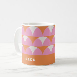 Modern roze oranje geometrische retro gepersonalis koffiemok
