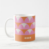 Modern roze oranje geometrische retro gepersonalis koffiemok (Links)