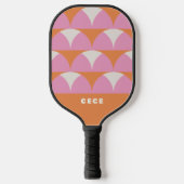 Modern roze oranje geometrische retro gepersonalis pickleball paddle (Voorkant)