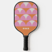 Modern roze oranje geometrische retro gepersonalis pickleball paddle (Achterkant)