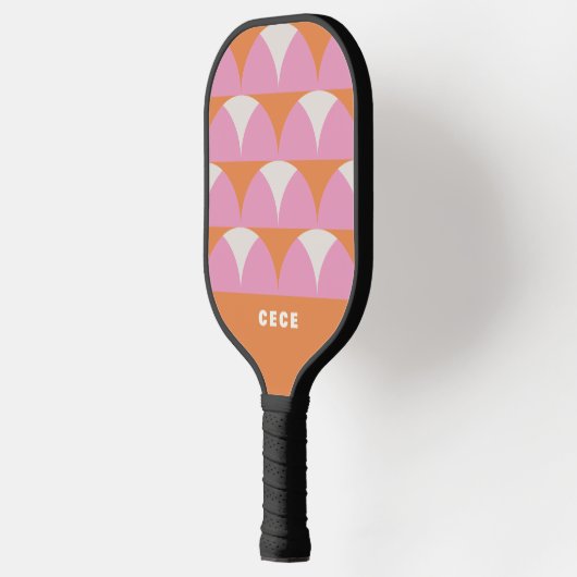 Modern roze oranje geometrische retro gepersonalis pickleball paddle (Links)