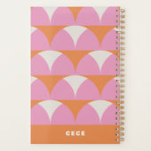 Modern roze oranje geometrische retro gepersonalis planner (Achterkant)
