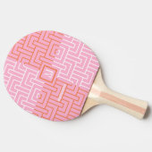 Modern roze Oranje Patroonmonogram Tafeltennisbatje (Zijkant)