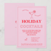Modern Roze Oudejaarsavond cocktail party Feestdagenkaart (Voorkant / Achterkant)