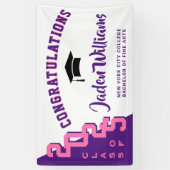 Modern Roze Paarse Afstuderen Klasse van 2025 Part Spandoek (Verticaal)