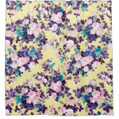 Modern  roze paarse gele bloemenglitter douchegordijn (Voorkant)