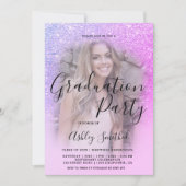 Modern roze paarse glitter ombre afstuderen kaart (Voorkant)