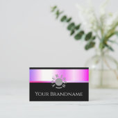 Modern Roze Paarse Gradient Shimmer Zwart en Logo Visitekaartje (Staand voorkant)
