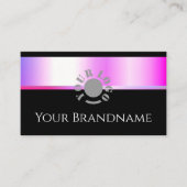 Modern Roze Paarse Gradient Shimmer Zwart en Logo Visitekaartje (Voorkant)