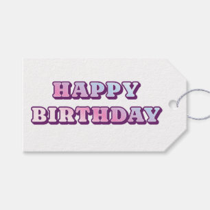 Modern roze Paarse Happy Birthday Cadeaulabel
