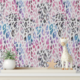 Modern Roze Paarse Luipaard Print Girly Pattern Behang