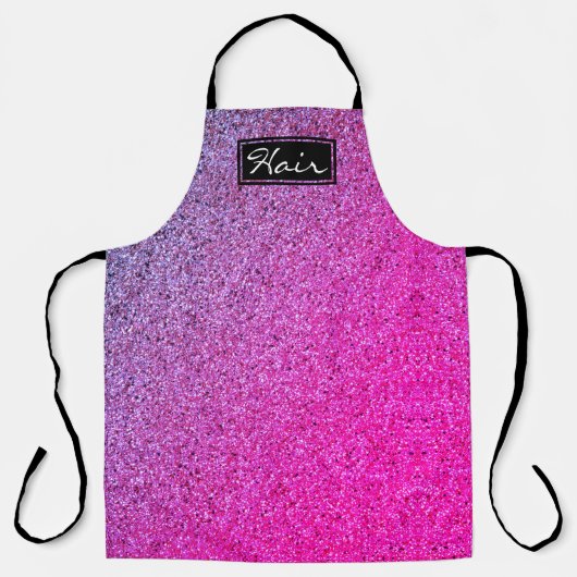Modern roze Paarse Ombre Glitter Hair Stylist Schort (Voorkant)