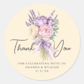 Modern roze Paarse pioenroos bloemenboeket dank u Ronde Sticker (Voorkant)