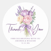 Modern roze Paarse pioenroos bloemenboeket dank u Ronde Sticker (Voorkant)