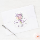 Modern roze Paarse pioenroos bloemenboeket dank u Ronde Sticker (Envelop)