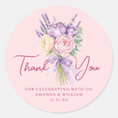 Modern roze Paarse pioenroos bloemenboeket dank u Ronde Sticker (Voorkant)