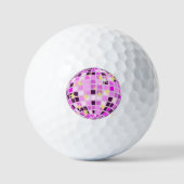 Modern Roze Paarse Retro Disco Ball Beige Golfballen (Voorkant)