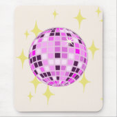Modern Roze Paarse Retro Disco Ball Beige Muismat (Voorkant)